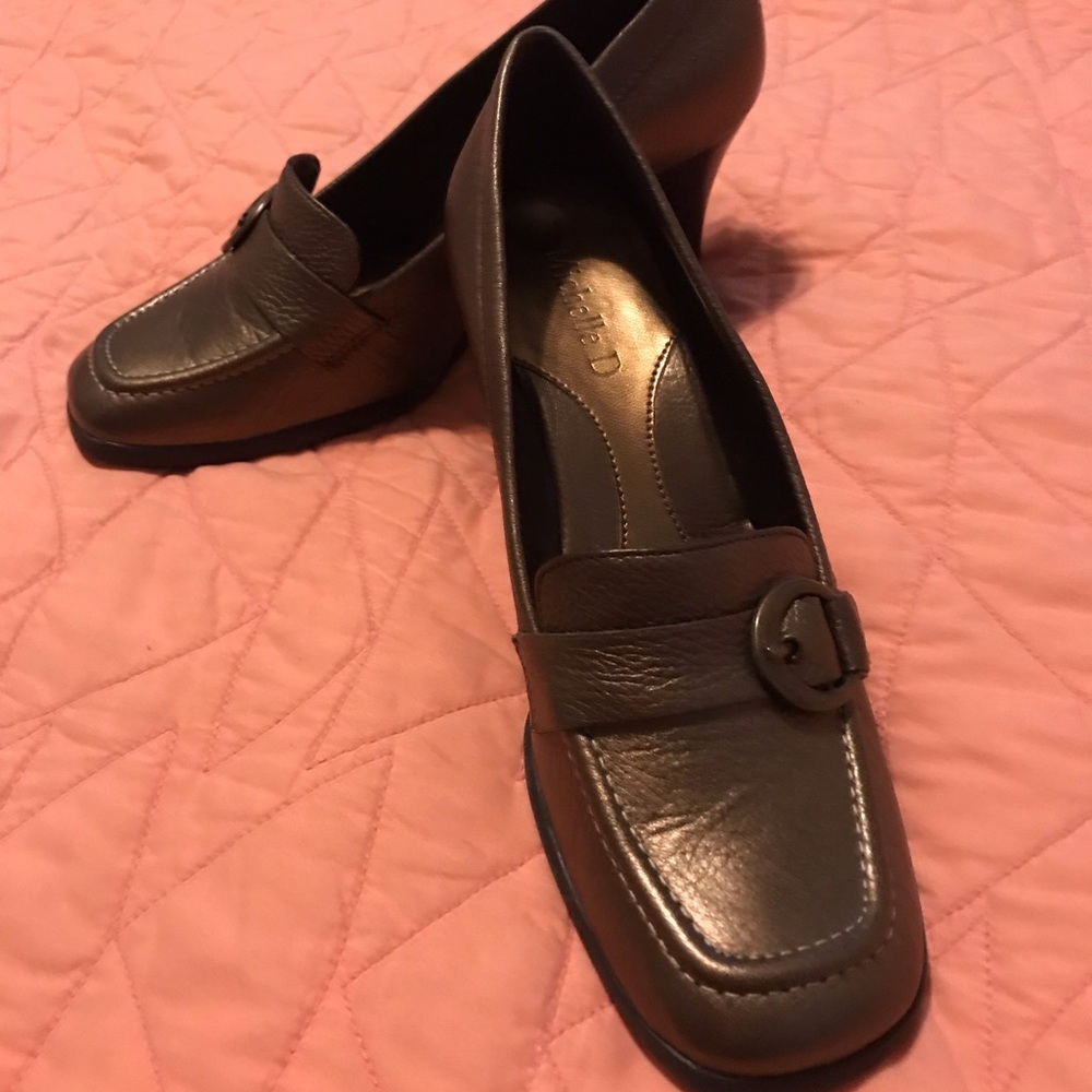 Bronze Leather Wedge Loafers